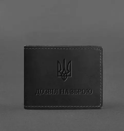 Кожаная обложка для разрешения на оружие черная Crazy Horse - фото 1