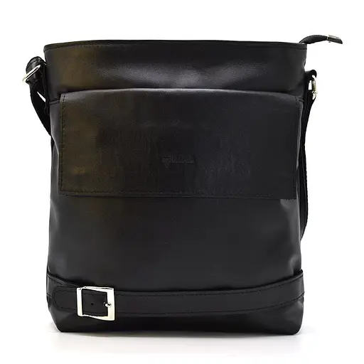 Шкіряна чоловіча сумка через плече чорна TARWA 29х31х8 см sum0028302 - фото 7