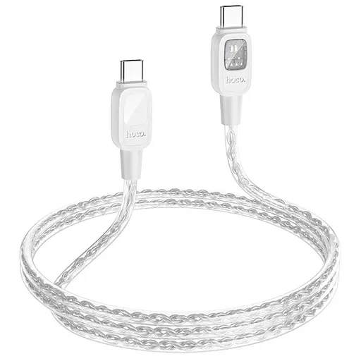 Дата кабель Hoco U124 Stone silicone power-off 60W Type-C to Type-C (1.2m) Gray - фото 4