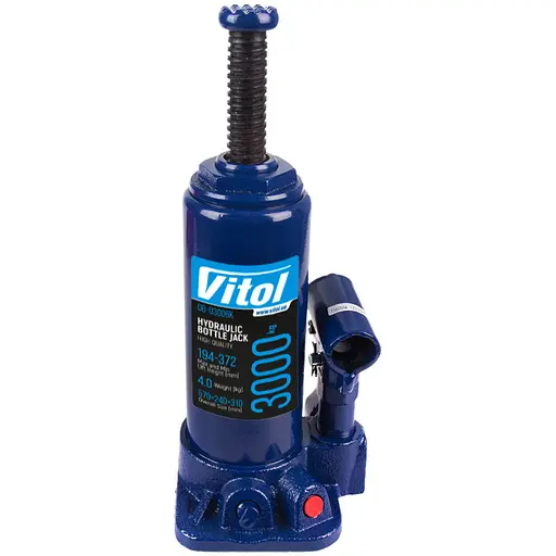Домкрат гідравлічний телескопічний Vitol 3т 194-372 мм 3.33 кг в коробці (DB-03006) - фото 3