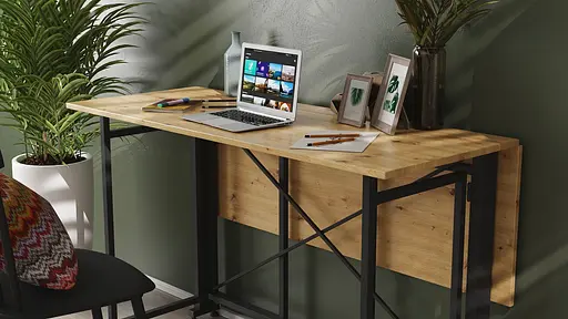 Стіл-книга трансформер Оріон 3 Ferrum-decor 750x1150x880 Чорний метал ДСП Дуб Артізан 16 мм (FRD-105086) - фото 2