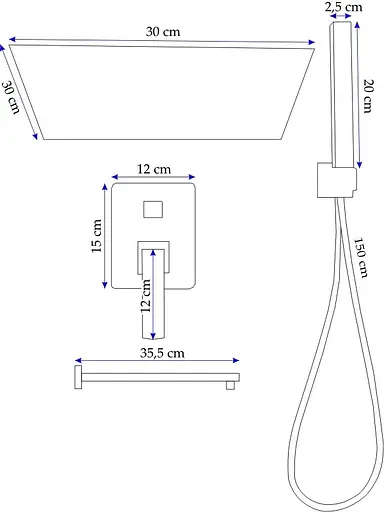 Душова система Rea Sonic black чорний REA-P0369, Чорний матовий - фото 8