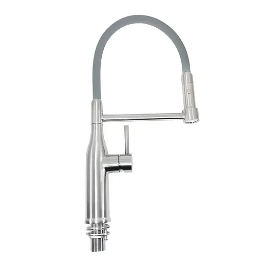 G4398-55 Змішувач для кухні силікон.гусак аератор 2функц. нерж.корп. гайка Ø35 сірий/сатин Gappo 1/8 Сірий - фото 1