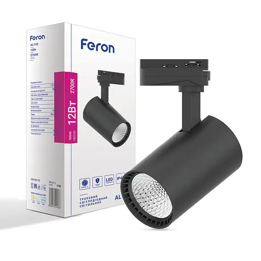Светодиодный трековый светильник Feron AL102 12Вт 2700K черный - фото 1