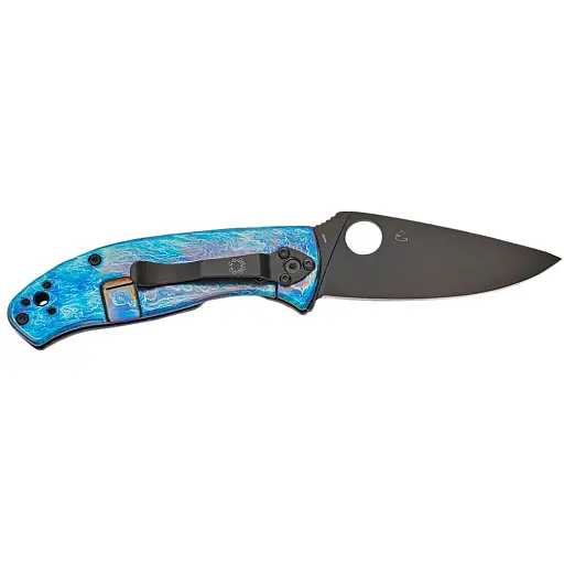 Нож Spyderco Tenacious Black Blade D2 Titanium Blue - фото 2