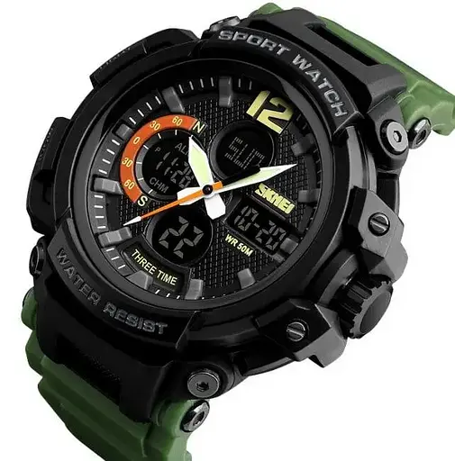 Чоловічий наручний годинник Skmei 1343 Halk Зелений - фото 2