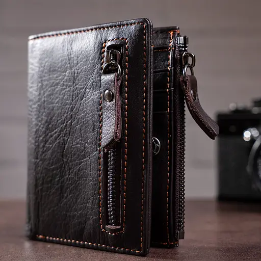 Мужской кожаный кошелек Vintage 9х11.5х1.5 см acs0015335 - фото 4