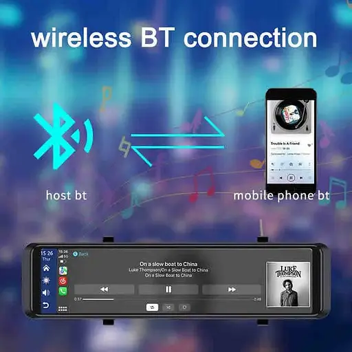 Зеркало видеорегистратор DVR C109 10.26" 2k (2 камеры) Wi-Fi Bluetooth AUX Android Auto CarPlay - фото 7