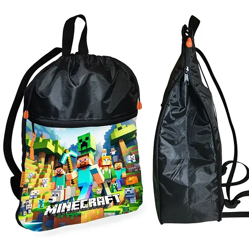 Рюкзак-мешок для обуви,спортивной формы Майнкрафт "Minecraft" детская сумка для сменки с расширителем (01289)