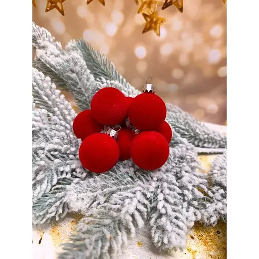 Набір ялинкових куль Оксамит 8 шт Червоний - фото 1