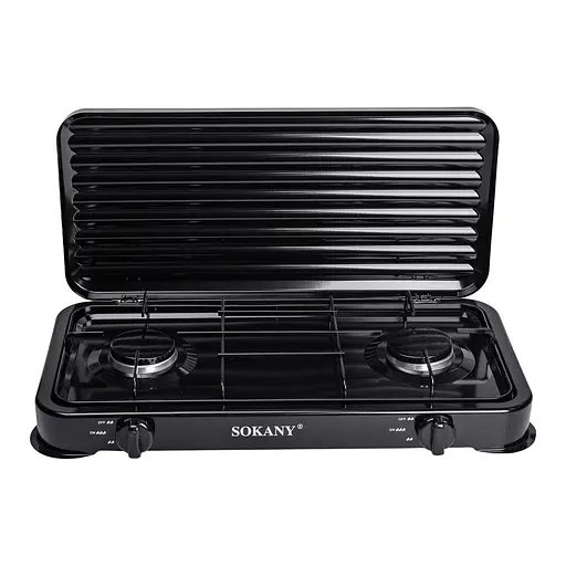 Настільна газова плита Sokany SK-6002B 2 конфорки 4.4 кВт під балонний газ для Чорний