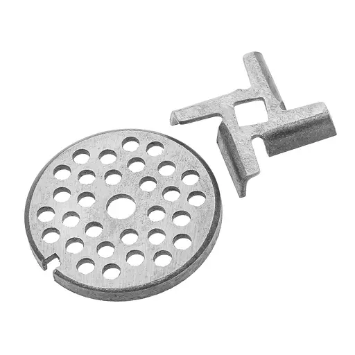 Комплект решетка в ручную мясорубку средняя (d наружн.=53 мм, d вн.=8 мм, отв=5 мм) и нож ПААЗ, Господар 85748 - фото 1