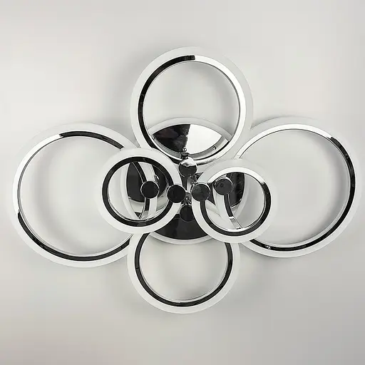 Світлодіодна люстра Senta на 6 кілець в срібному корпусі Line.F A 2374/6 RGB CH - фото 1