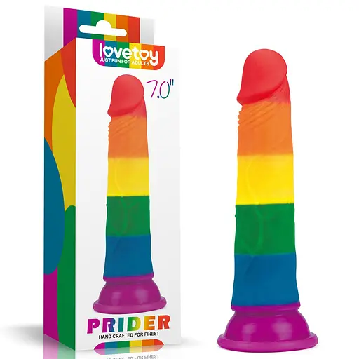 Фалоімітатор LoveToy Prider 7" 18.5 см райдужний - фото 10