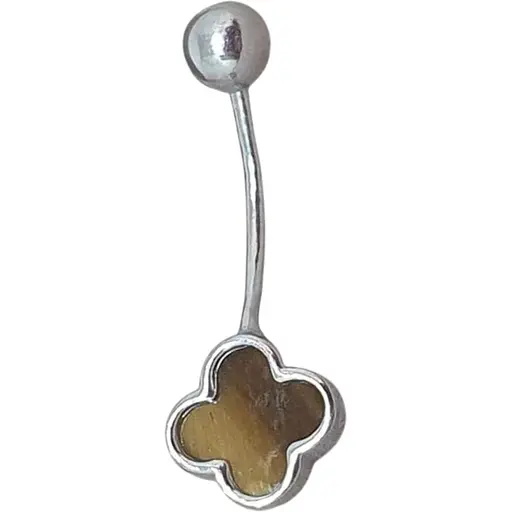 Срібна сережка для пірсингу пупка Ірій з тигровим оком. 6026.5