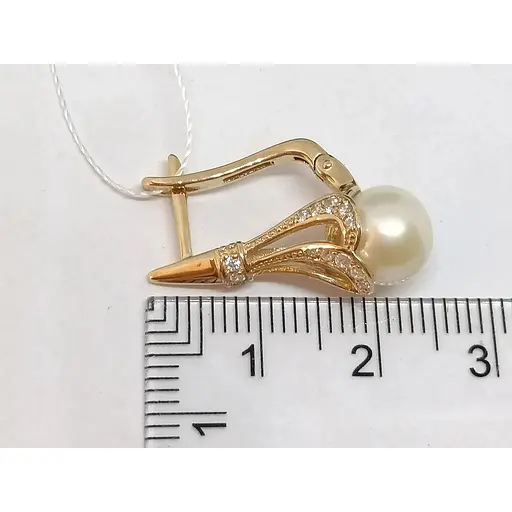 Золотые серьги Империя золота с фианитами и жемчугом. СВ755(2)И - фото 5