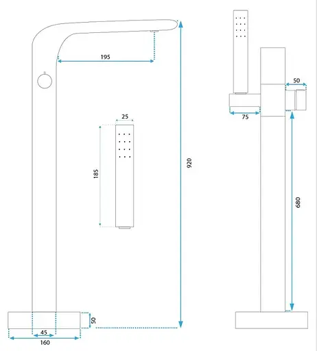 Змішувач для ванни Rea Clark brushed gold підлоговий REA-B5303 Золотий - фото 4