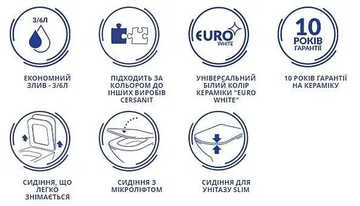 Унітаз-компакт Cersanit Cersania 705 SimpleOn 011 3/6 л з сидінням Slim SoftClose+QuickRelease дюропласт 30412 - фото 10