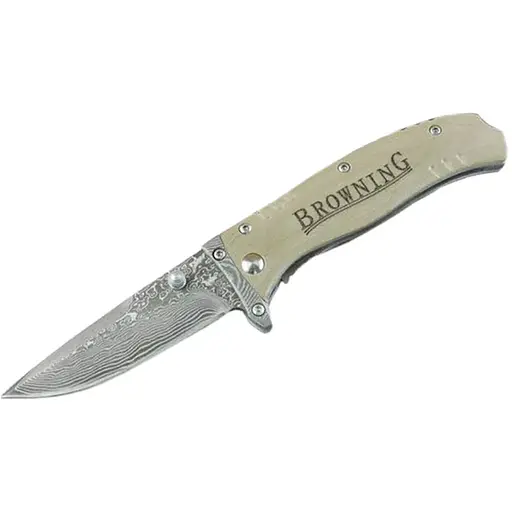 Ніж складний Browning-F107 Damascus, ручка дамаська сталь, довжина 178 мм, 160 гр, Box