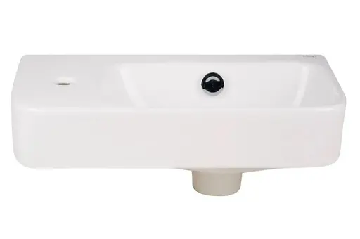 Комплект Qtap Tern: Раковина подвесная прямоугольная левая 450х250х158 мм White + Донный клапан PU02O (QT17115117LWN47327) - фото 2