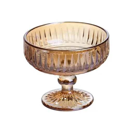 Набор креманок на ножке 6 штук из толстого стекла янтарный HP-19-249 прозрачная креманка для десертов мороженого и фруктовых салатов. - фото 2