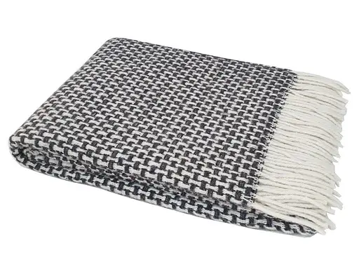 Плед вовняний Vladi Рогожка 140х200 темно-сіра - фото 1