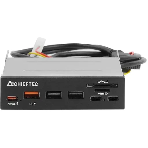 Card Reader 2x USB3.2, 2x Type-C,1x PD3.0, 1x QC3.0 USB, внутрішній, 3.5" чорний CRD-908H Chieftec