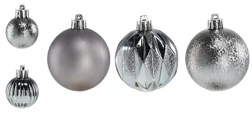Елочные шарики Chomik пластиковые серебристые 3/6 см 44 шт. (GIF7726) - фото 2