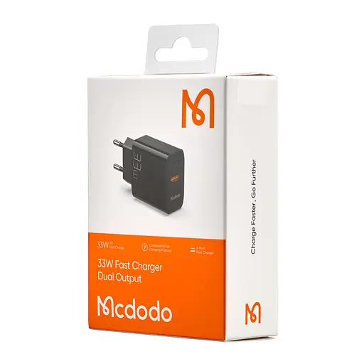 Мережевий зарядний пристрій McDodo 33W PD + QC Dual Port Charger ( EU plug ) CH-0921 Чорний - фото 2