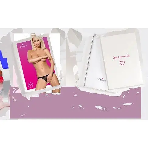 Кружевные танги с доступом Obsessive 828-THC-1 crotchless Thong S/M, черные - фото 8