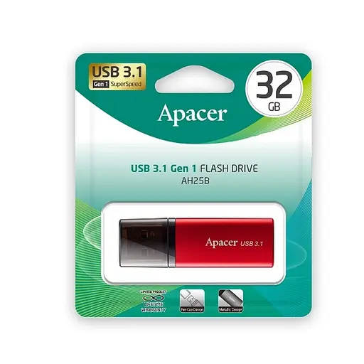 Флеш-накопитель Apacer USB 3.2 Gen 1 AH25B 32Gb Красный - фото 2