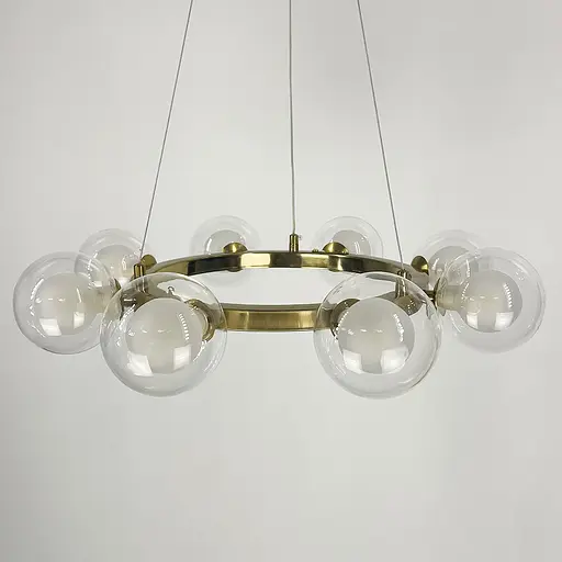 Кольцевая латунная люстра с 8 двойными плафонами Ø 50 см Ст. MJ 207/8 AB | Line F - фото 2