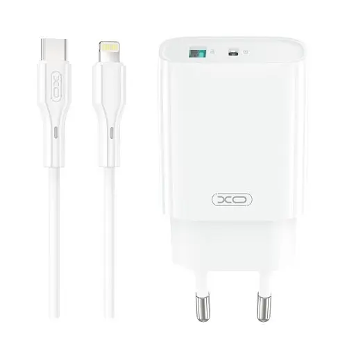Мережевий зарядний пристрій XO CE29 20W 1USB-A+1USB-C Fast Charger with Lightning cable (NB-Q231A) Білий - фото 4