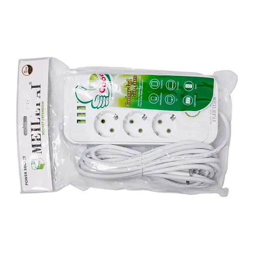 Сетевой фильтр-удлинитель Yiwu HP-5-25 SMART F06OU на 6 розеток 5 USB 5 метров белый - фото 7
