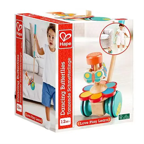 Деревянная каталка Hape E0341 Танцующие бабочки для девочек и мальчиков - фото 4