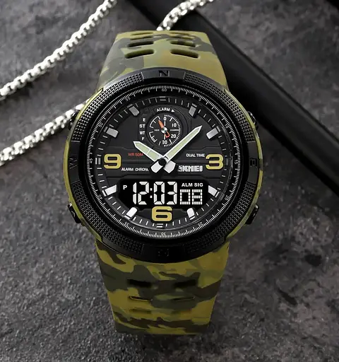 Чоловічий спортивний годинник Skmei 1655 (Камуфляж з чорним табло) - фото 4