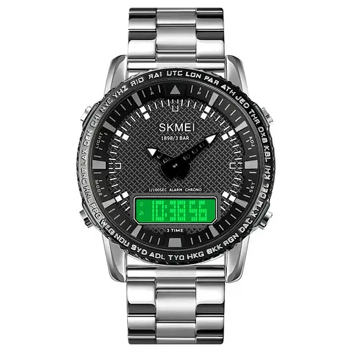 Чоловічий наручний годинник Skmei 1898 (Сріблястий з білим табло) - фото 2