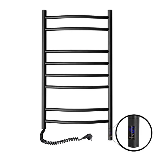 Електрична рушникосушка Navin Камелія 480x800 Sensor ліва з таймером, чорний муар 12-207133-4880, Чорний матовий, Ліве, Електронний - фото 4