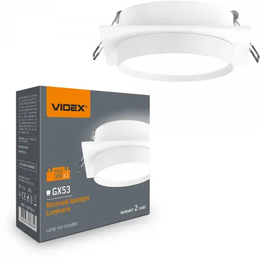 Світильник Videx під лампу GX53 врізний Квадратний Білий (VL-SPF33S-W) - фото 1