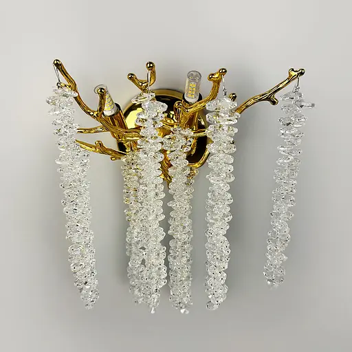 Вишукане золоте бра Line F з кришталевим підвісами 40х30 см Арт. W33001/2S GD  - фото 2