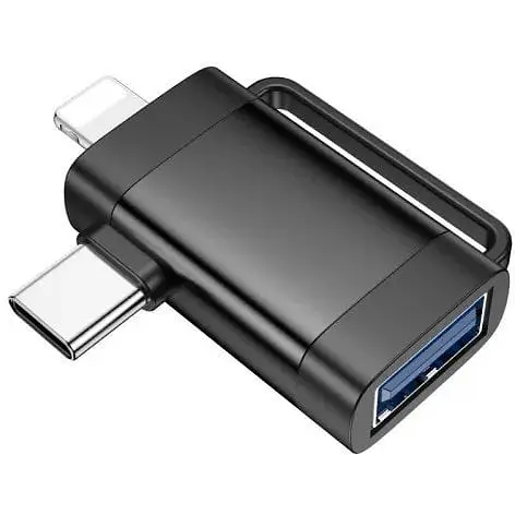 Переходник Hoco UA31F iP male/Type-C male to USB female OTG 2 в 1 adapter черный
