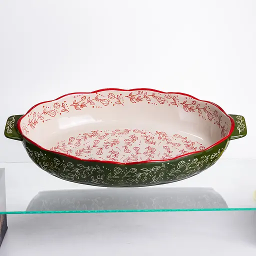 Форма для запекания Vintage 40×25×6.5 (см) овальная форма для выпекания в духовке с ручками Зеленый Yiwu HM05-04 - фото 6