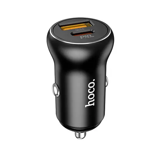 Адаптер автомобильный HOCO Smooth road car charger NZ5 самое зарядное черное - фото 1
