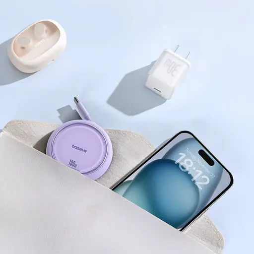 Кабель Baseus Free2Draw Mini Retractable Charging Cable Type-C to Type-C 100W 1m Nebula Purple - фото 6