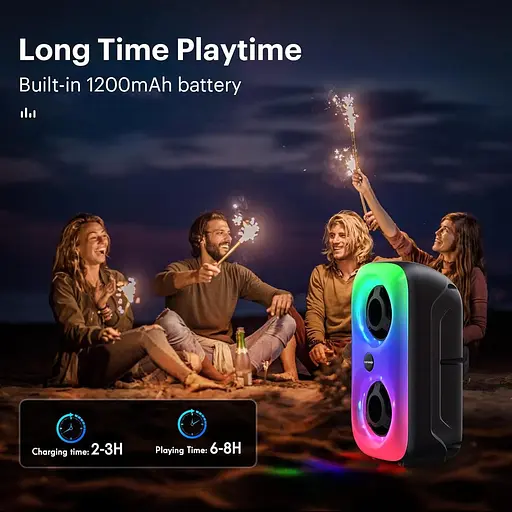 Портативний динамік LEFANDI Bluetooth, бездротовий динамік Bluetooth 5.0 зі стереозвуком, FM-радіо, тривалий час відтворення - фото 4