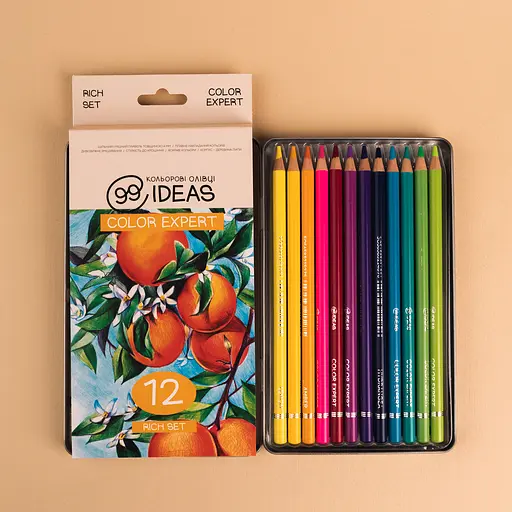 Набор цветных карандашей 99IDEAS "Color Expert" 12 цветов, Rich Set, металлическая коробка, 99CE-12RICH - фото 4