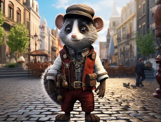 Деревянный фигурный пазл Энот в центре города, А2, Деревянная коробка 300+ элементов - фото 3