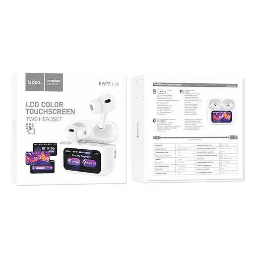 Бездротові TWS навушники Hoco EW72 Lite Soar with Touch Screen White - фото 4