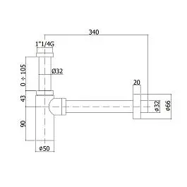 Сифон для раковини Paffoni 1”1/4G steel ZACC240ST, Нержавіюча сталь - фото 2