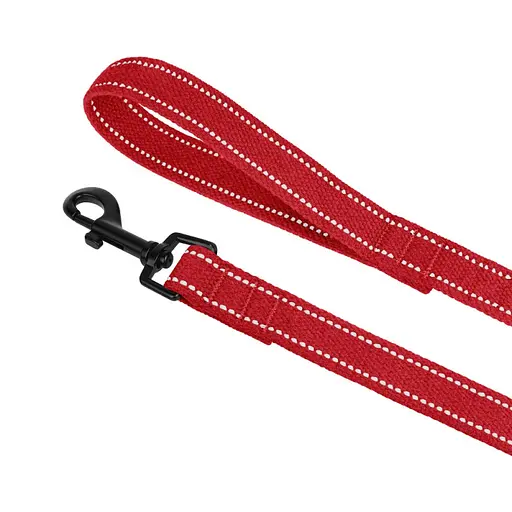 Поводок для собак Barksi Сotton с карабином квадратное ушко 200x2.5 см красный - фото 4